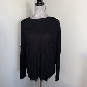 Prana Women's Coronet Sweater Black Plunge Back Organic Yoga Pilates Sz Large